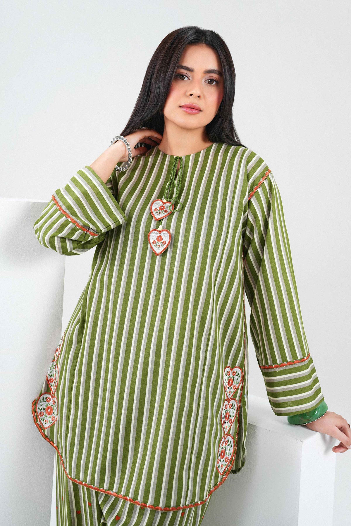 Nishat UK - Green Embroidered Karandi 2 Pieces ready to wear Dress