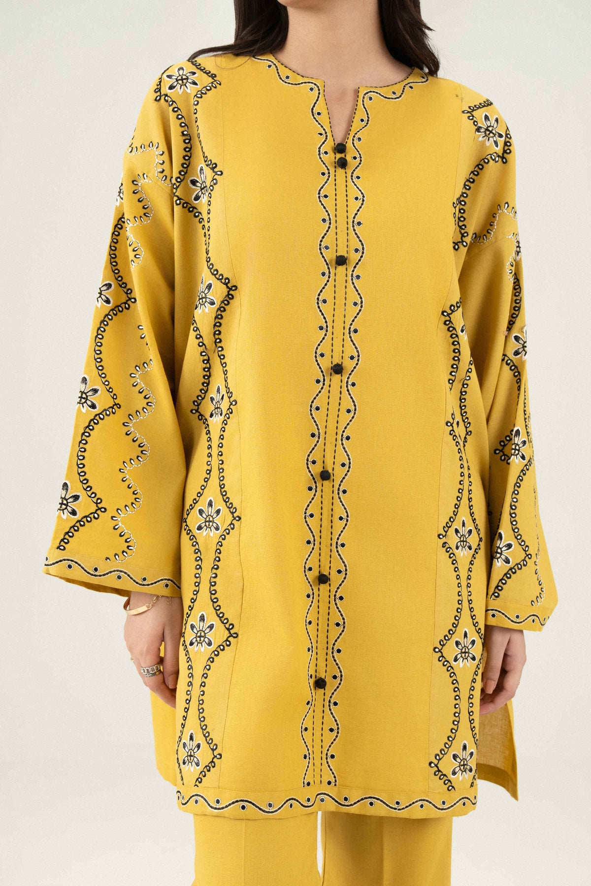 Nishat UK - Yellow Embroidered Khaddar 2 Pieces ready to wear Dress