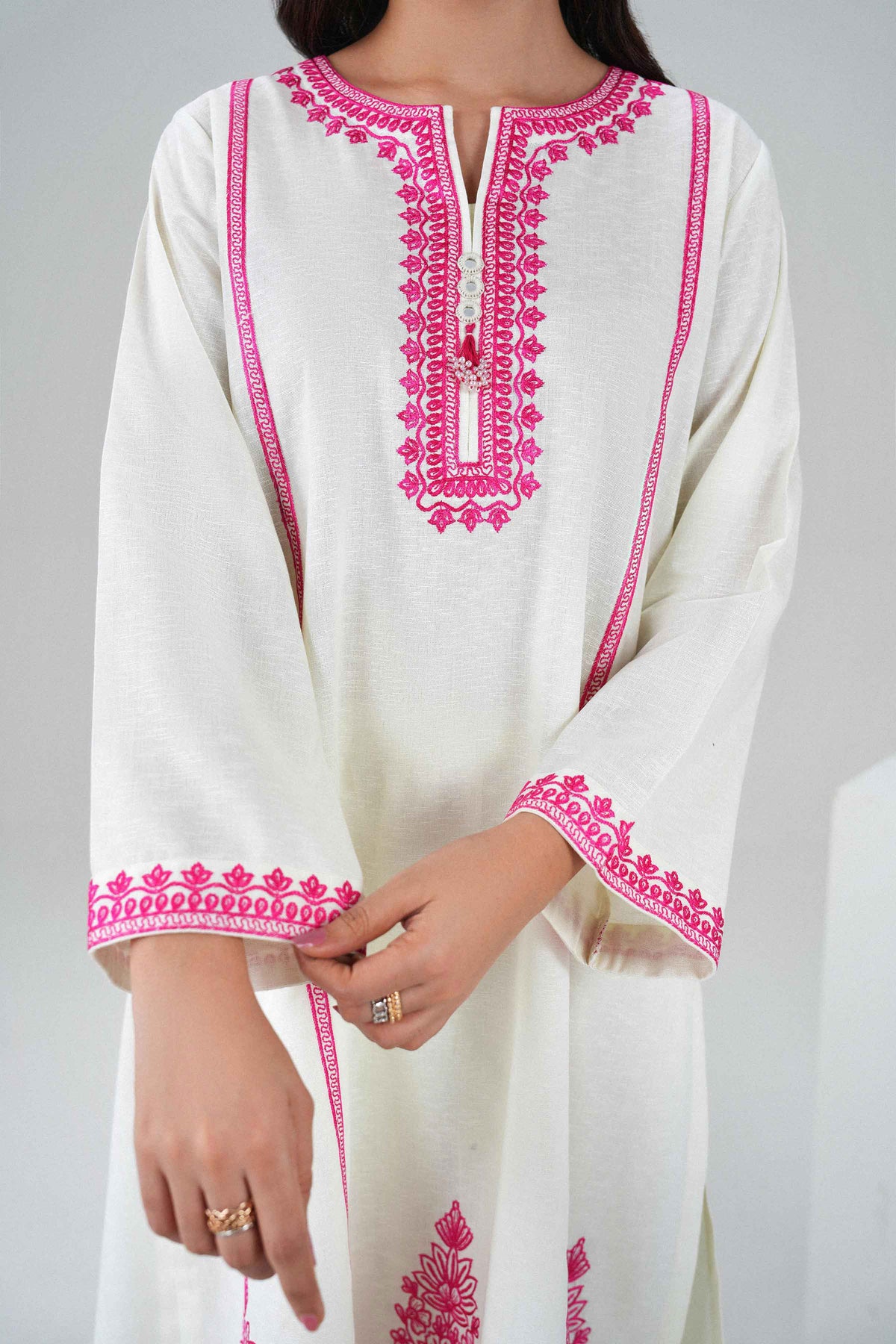 Nishat UK - Off White Embroidered Krandi 2 Pieces ready to wear Dress