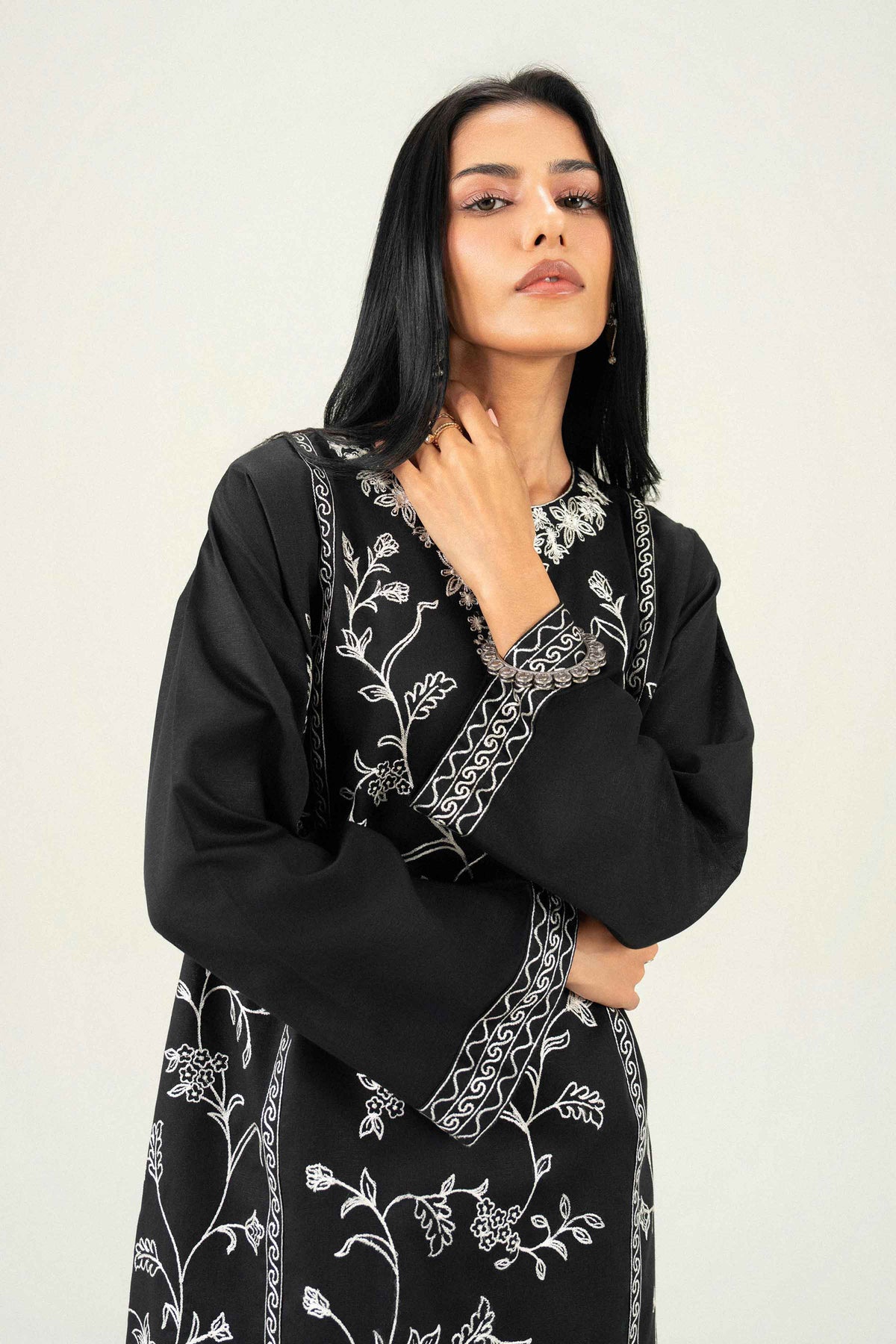 Nishat UK - Black Embroidered Karandi 2 Pieces ready to wear Dress