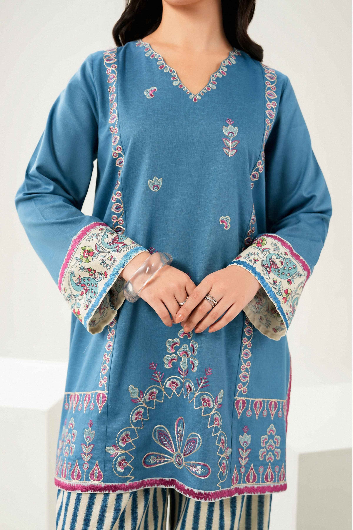 Nishat UK - Blue Embroidered Karandi 2 Pieces ready to wear 