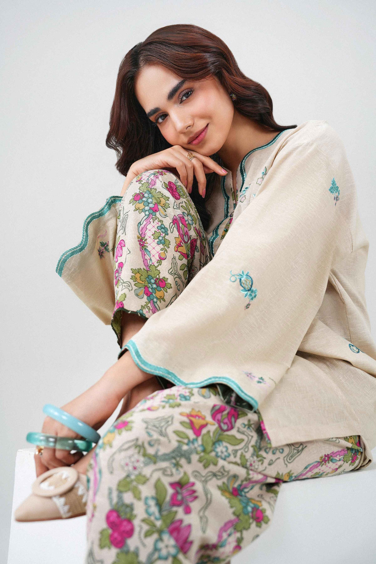 Nishat UK - Beige Embroidered Karandi 2 Pieces ready to wear Dress
