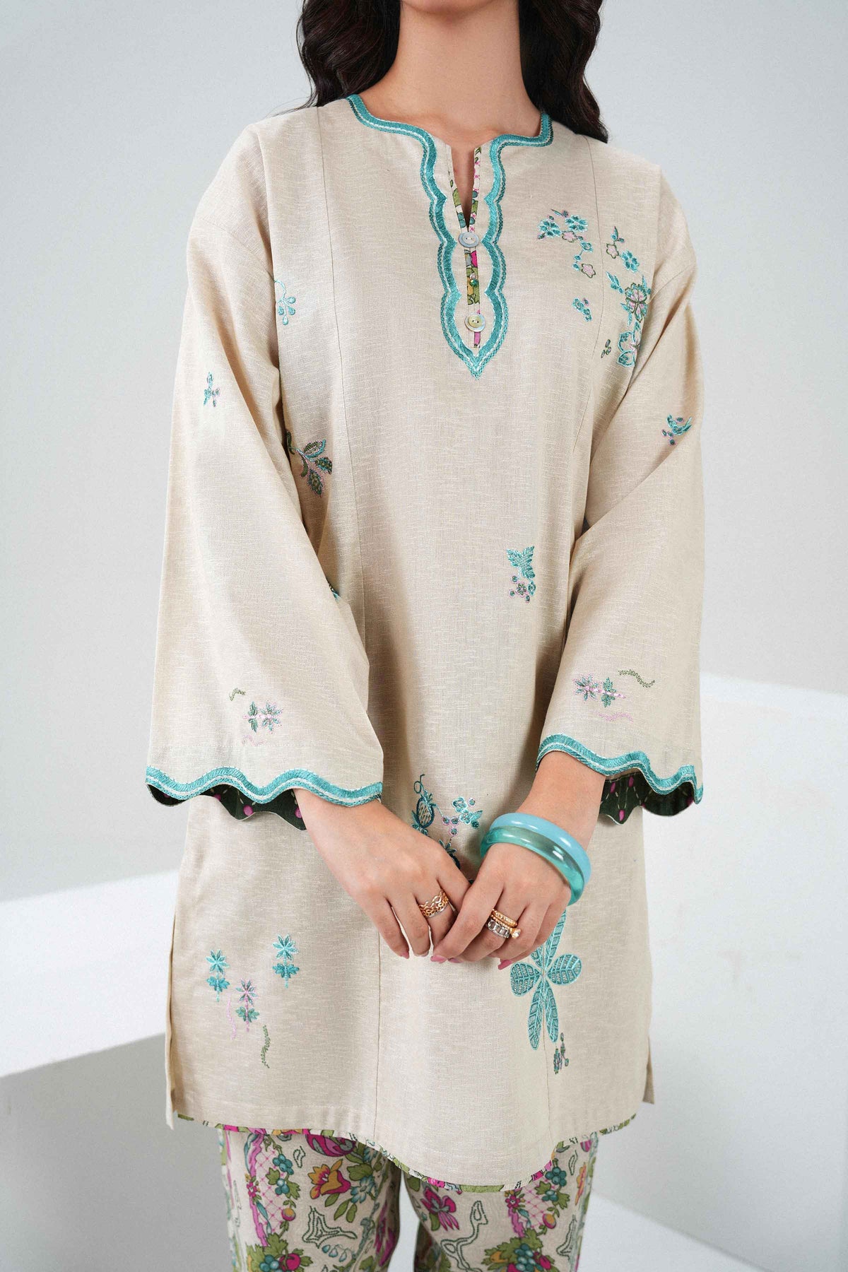 Nishat UK - Beige Embroidered Karandi 2 Pieces ready to wear Dress