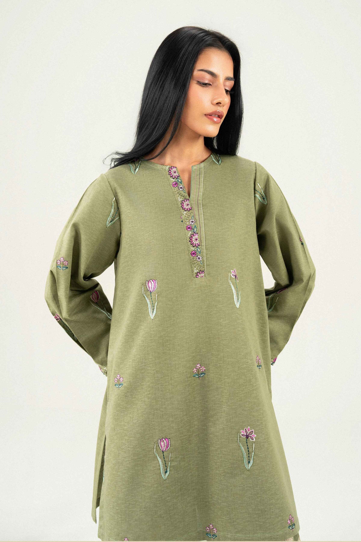Nishat UK - Green Embroidered Karandi 2 Pieces ready to wear Dress