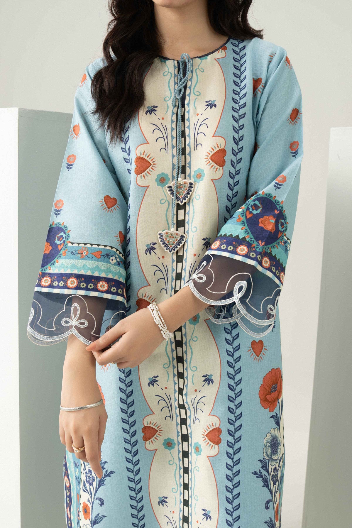 Nishat UK - Blue Embroidered Dobby 2 Pieces ready to wear 