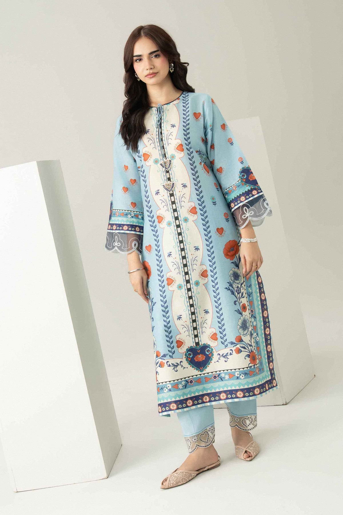Nishat UK - Blue Embroidered Dobby 2 Pieces ready to wear 