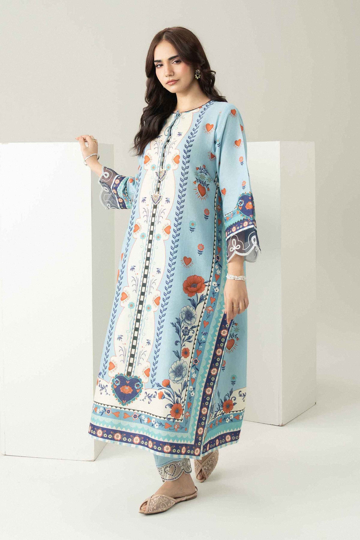 Nishat UK - Blue Embroidered Dobby 2 Pieces ready to wear 