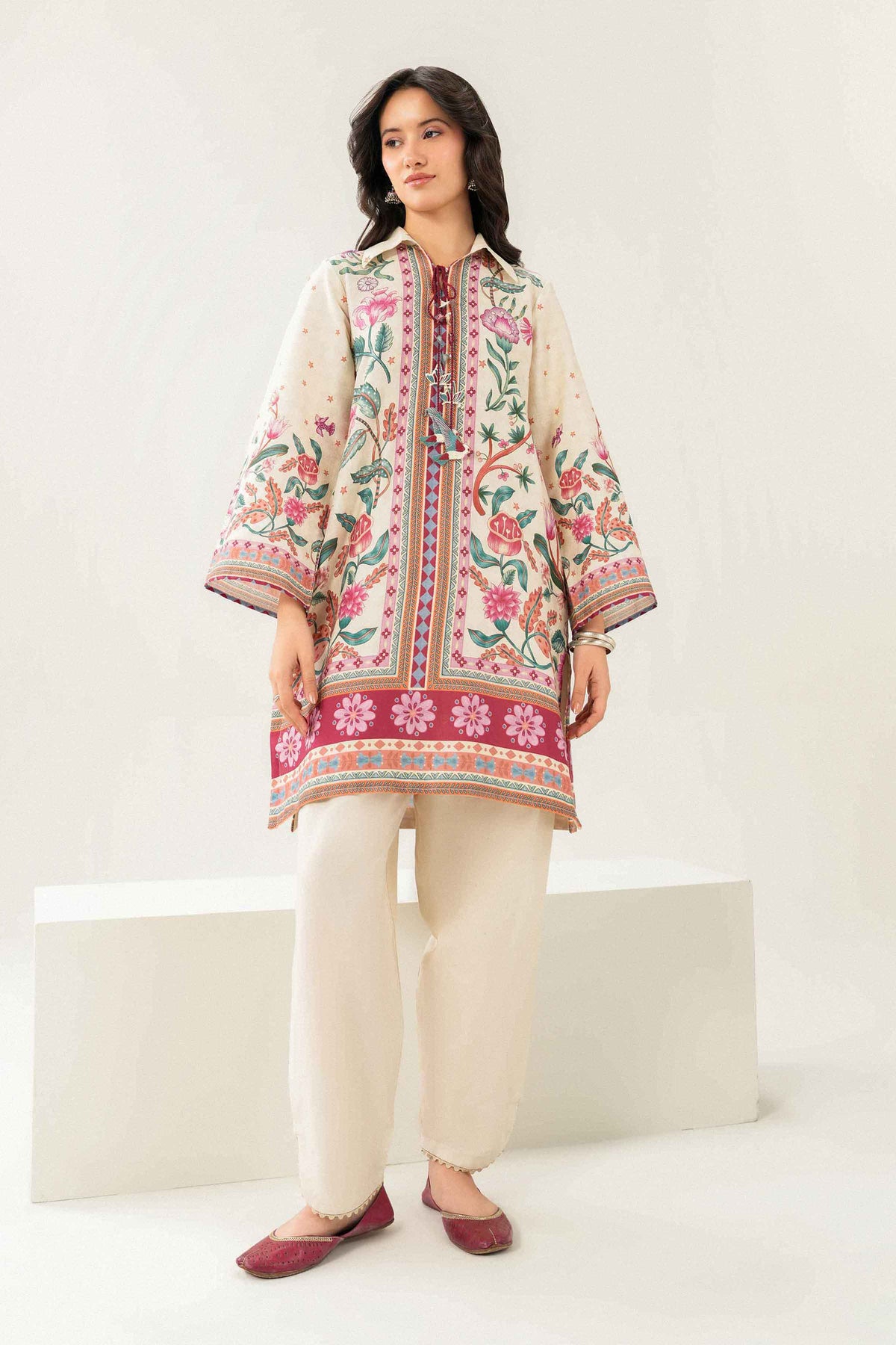 Nishat UK - Off White Printed Dobby 2 Pieces ready to wear Dress