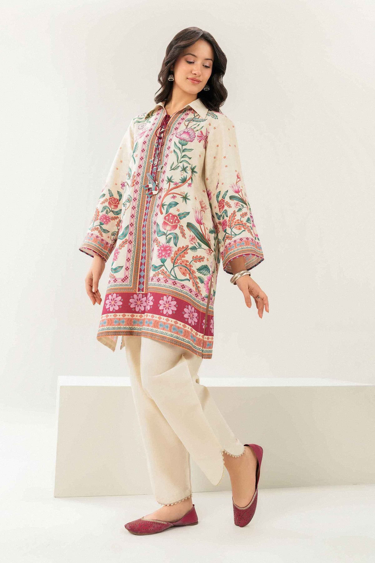 Nishat UK - Off White Printed Dobby 2 Pieces ready to wear Dress