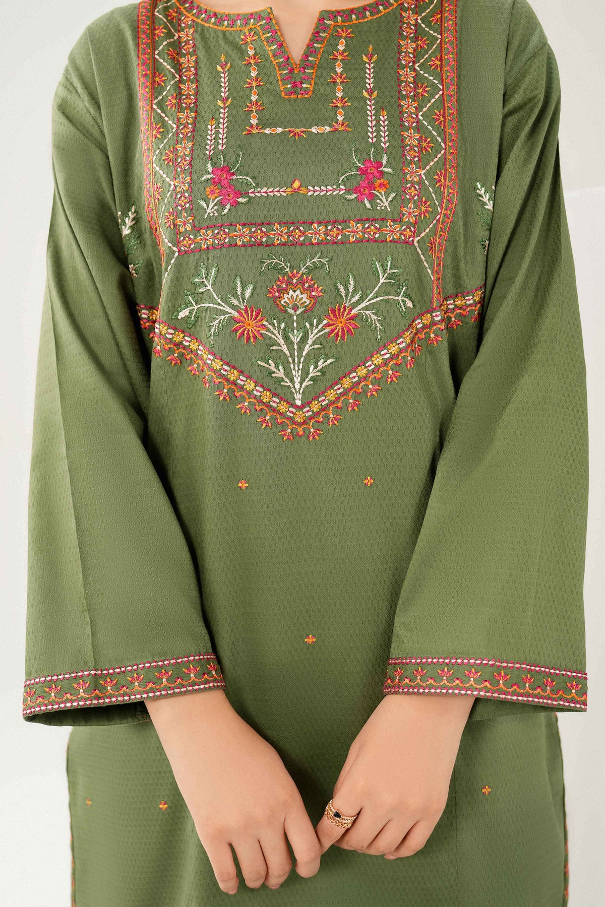 Nishat UK - Green Embroidered Dobby 2 Pieces ready to wear Dress