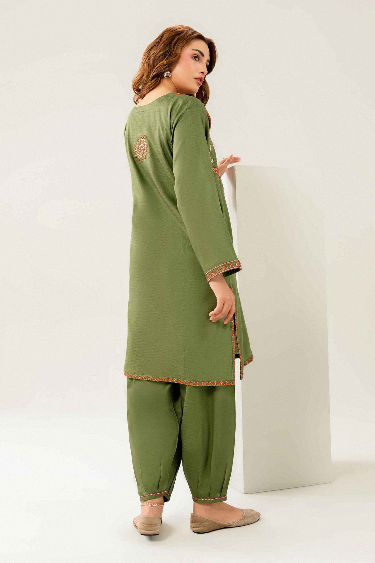 Nishat UK - Green Embroidered Dobby 2 Pieces ready to wear Dress