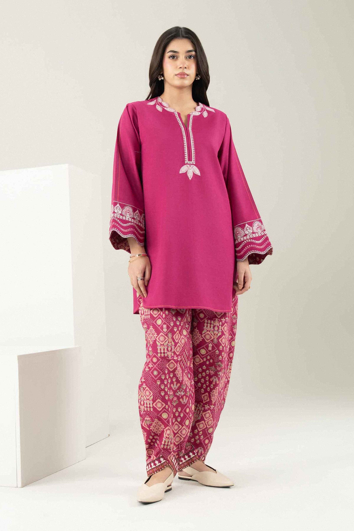 Nishat UK - Pink Embroidered Khaddar 2 Pieces ready to wear Dress