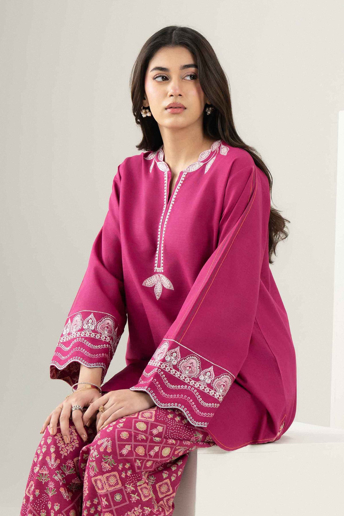 Nishat UK - Pink Embroidered Khaddar 2 Pieces ready to wear Dress