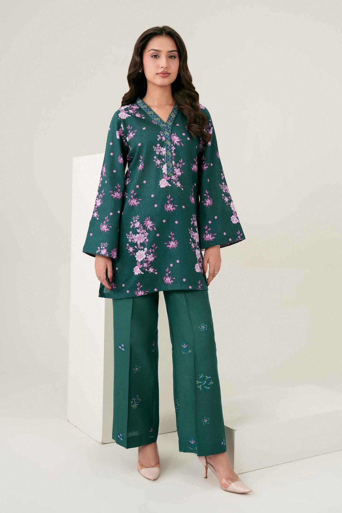 Nishat UK - Green Embroidered Khaddar 2 Pieces ready to wear 