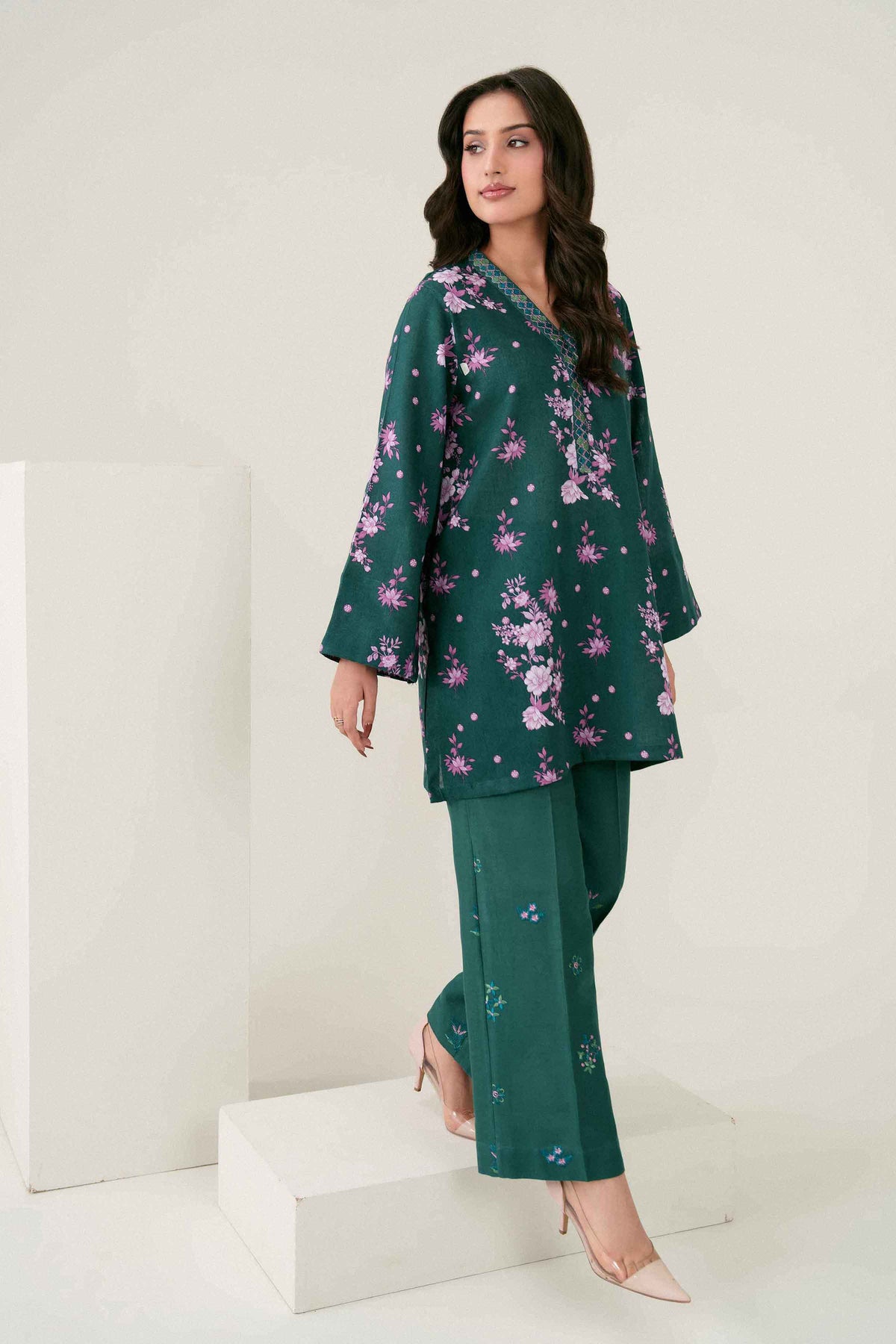 Nishat UK - Green Embroidered Khaddar 2 Pieces ready to wear 
