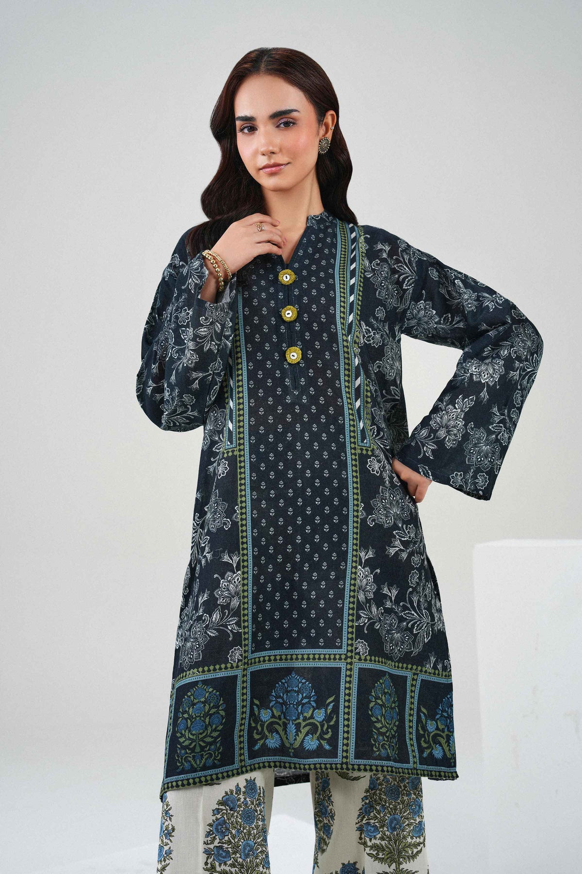 Nishat UK - Black Printed Khaddar 2 Pieces ready to wear Dress