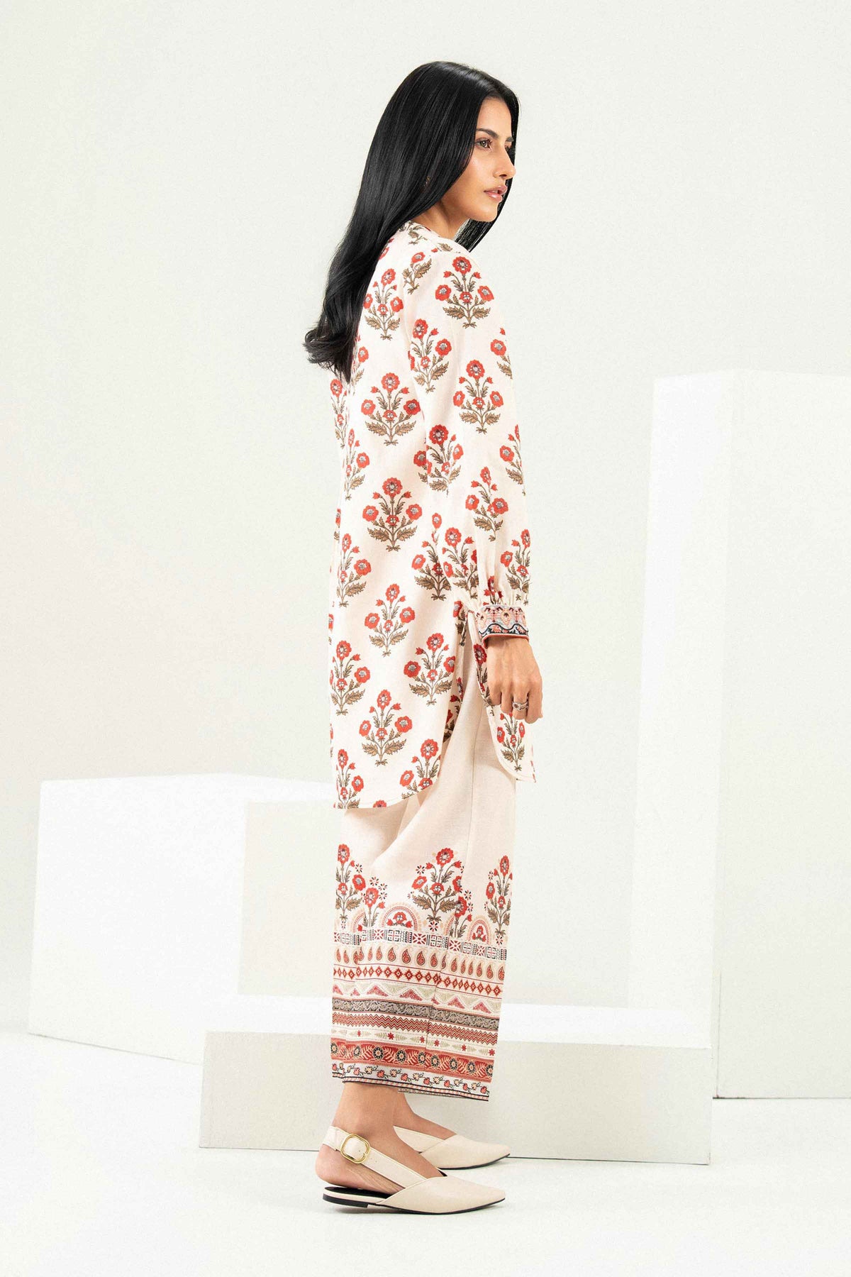 Nishat UK - Off White Embroidered Khaddar 2 Pieces ready to wear Dress
