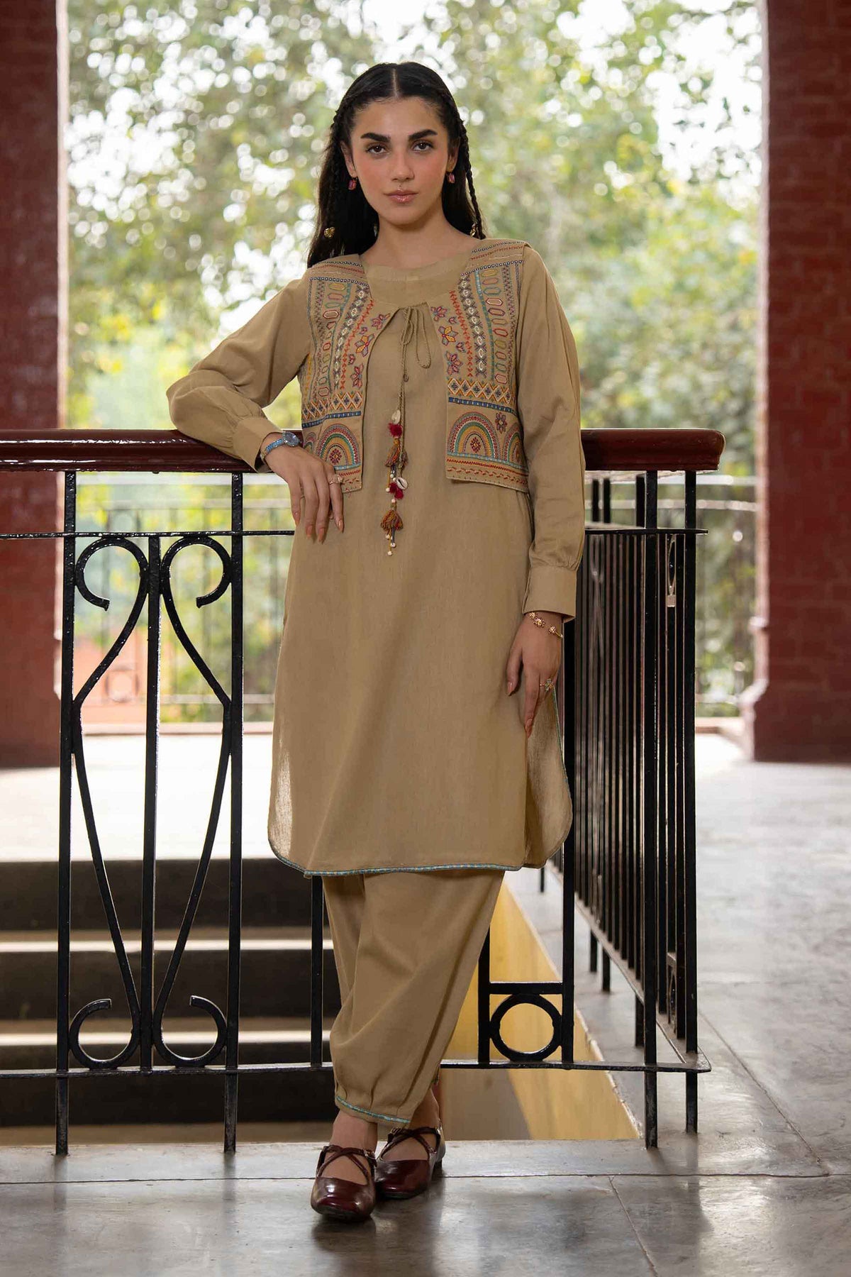 Nishat UK - Beige Embroidered Khaddar 3 Pieces ready to wear 
