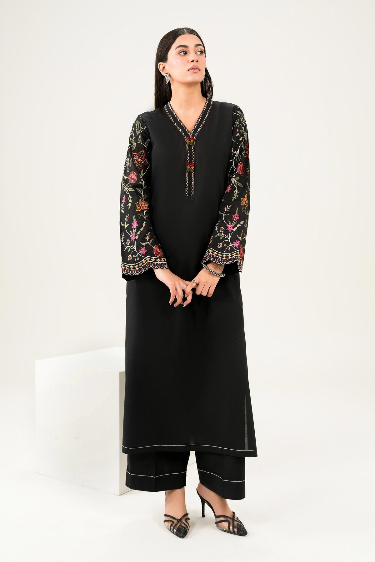 Nishat UK - Black Embroidered Cambric 2 Pieces ready to wear 