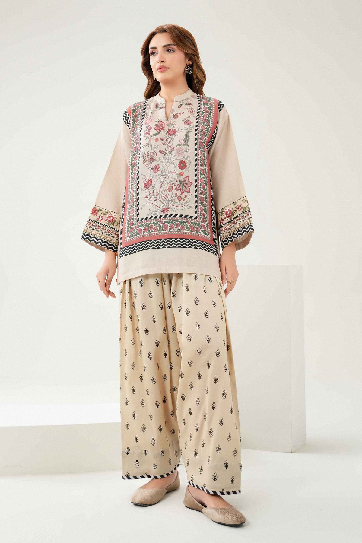 Nishat UK - Beige Embroidered Khaddar 2 Pieces ready to wear Dress