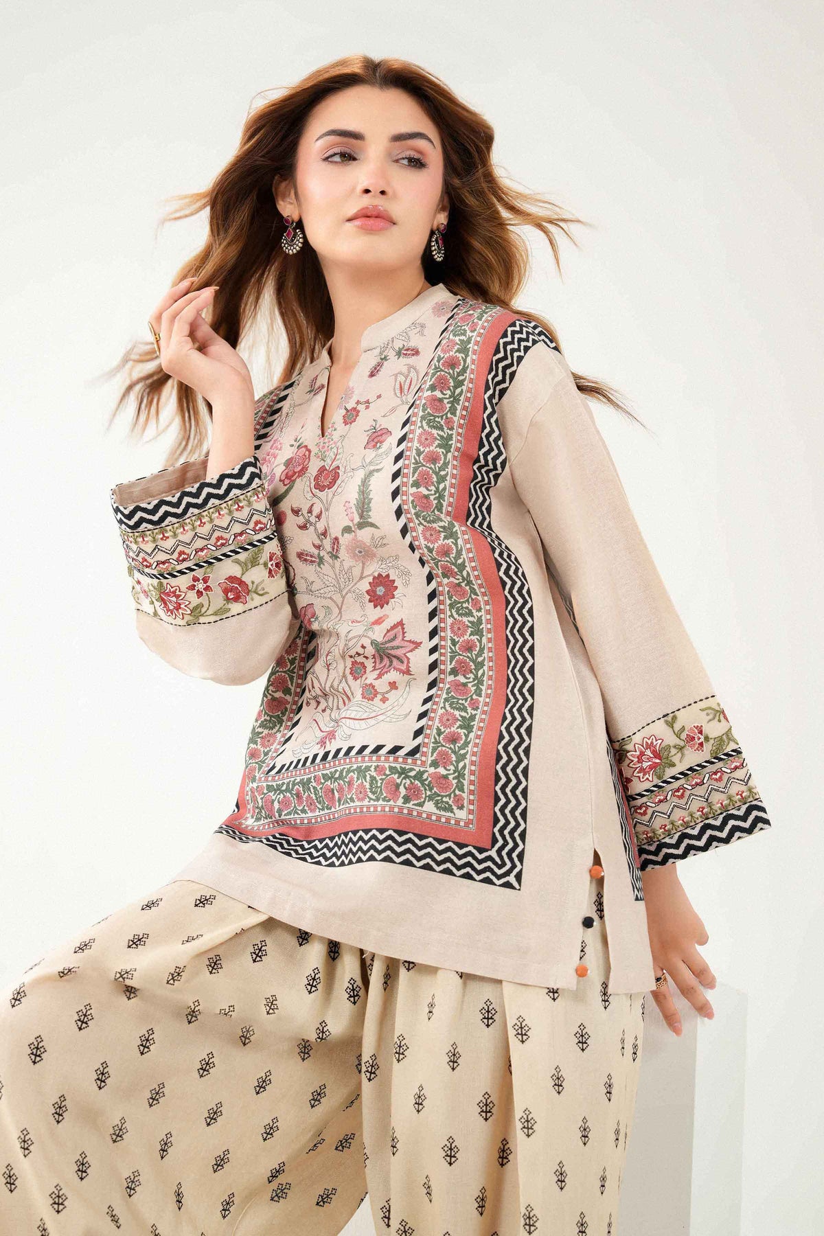 Nishat UK - Beige Embroidered Khaddar 2 Pieces ready to wear Dress