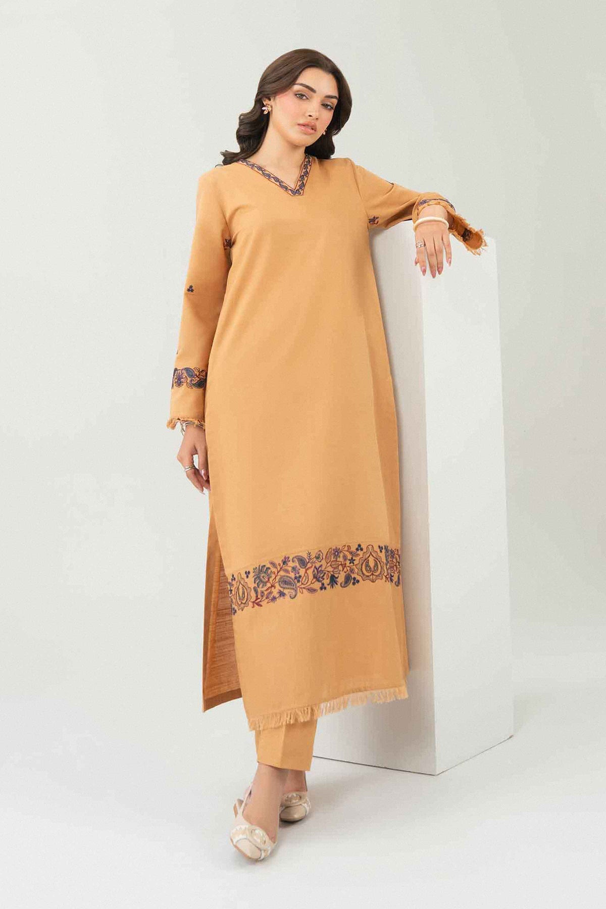 Nishat UK - Beige Embroidered Khaddar 2 Pieces ready to wear Dress