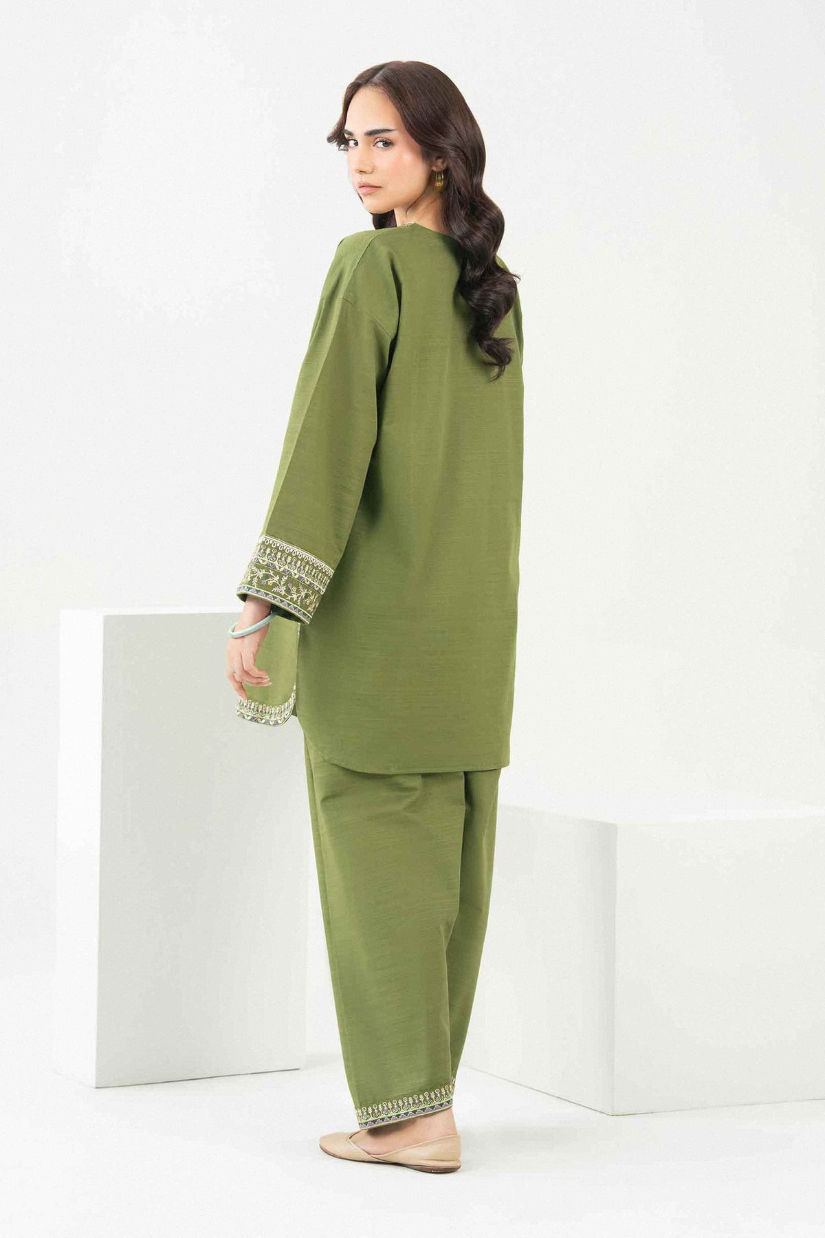Nishat UK - Green Embroidered Khaddar 2 Pieces ready to wear Dress