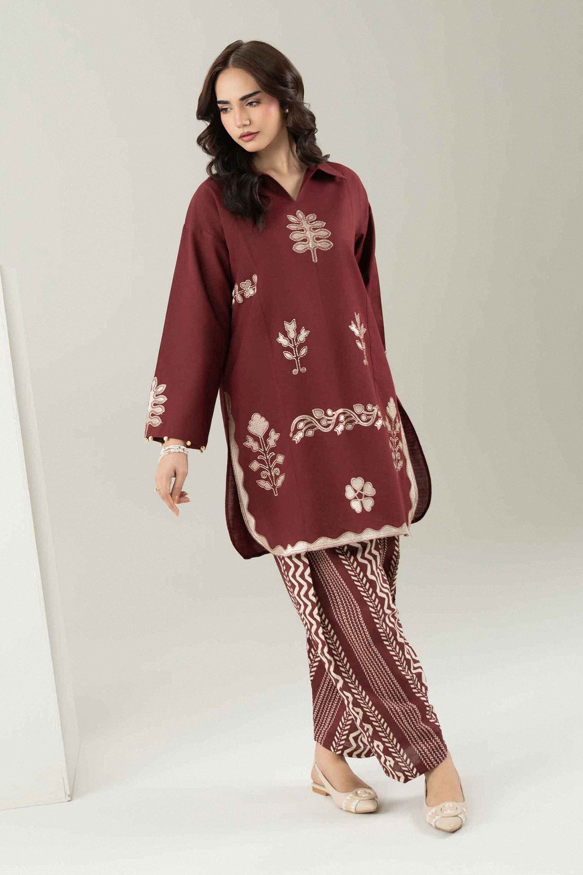Nishat UK - Brown Embroidered Khaddar 2 Pieces ready to wear Dress