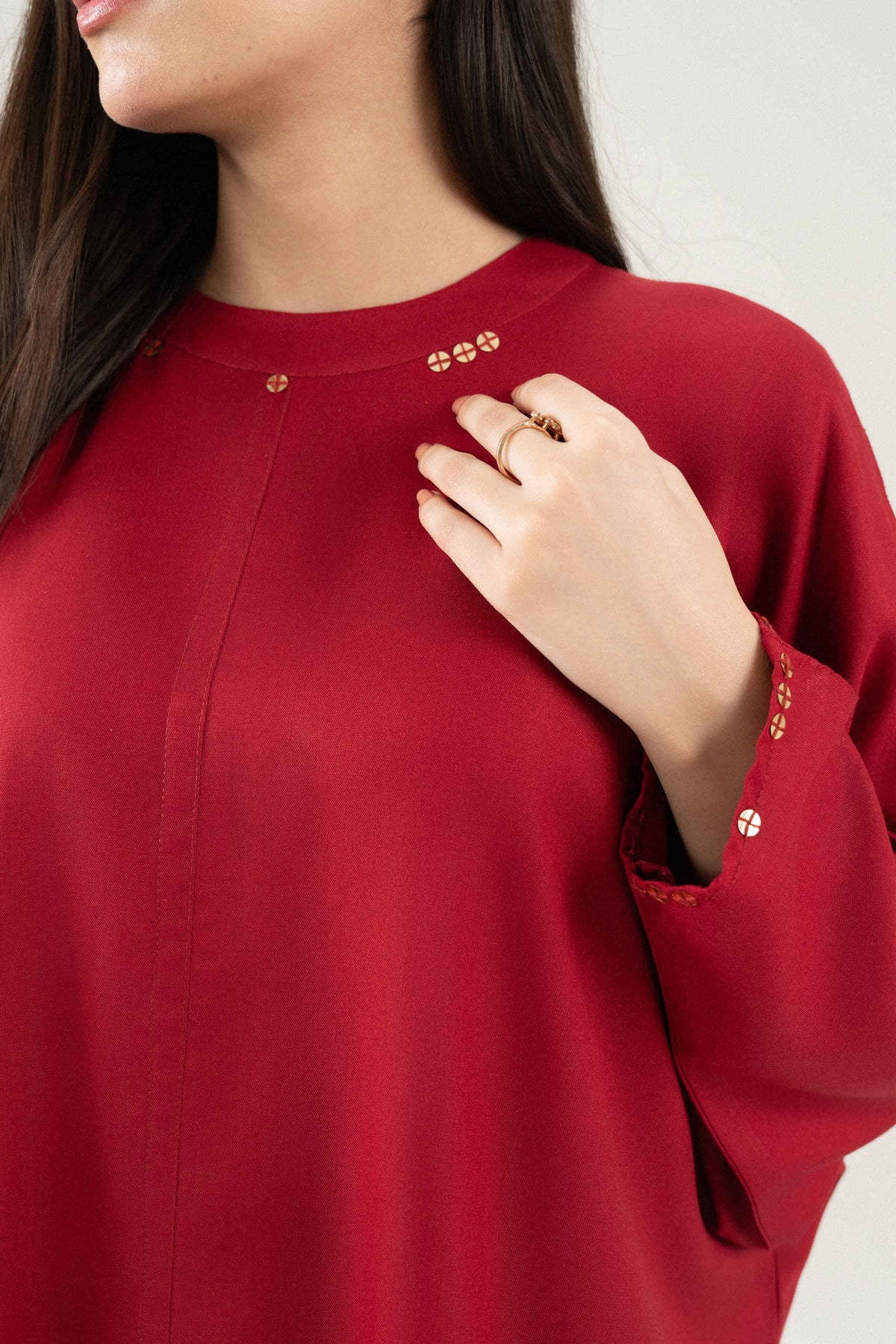 Nishat UK - Red Solids Linen 2 Pieces ready to wear Dress