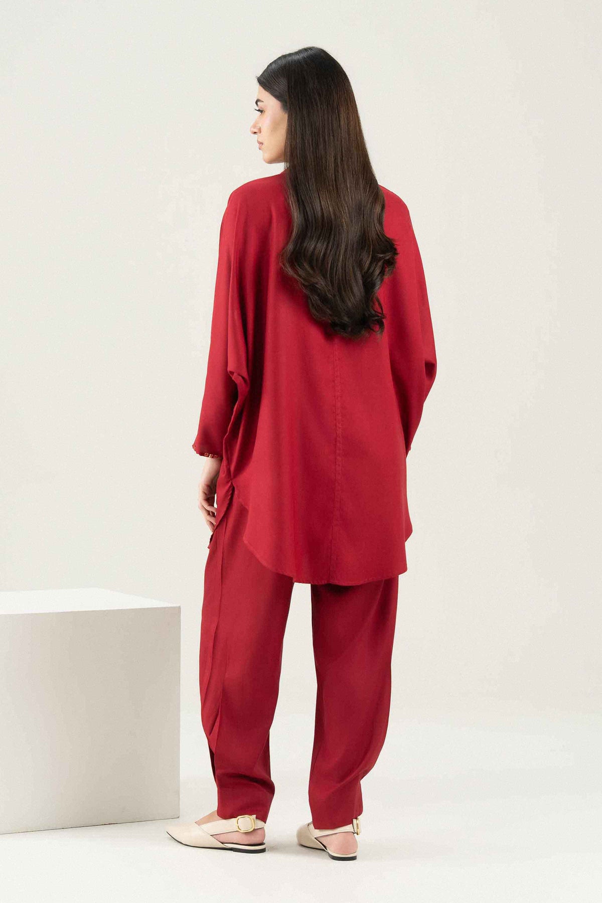 Nishat UK - Red Solids Linen 2 Pieces ready to wear Dress