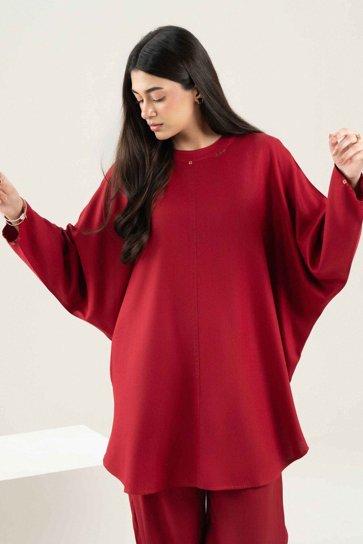 Nishat UK - Red Solids Linen 2 Pieces ready to wear Dress