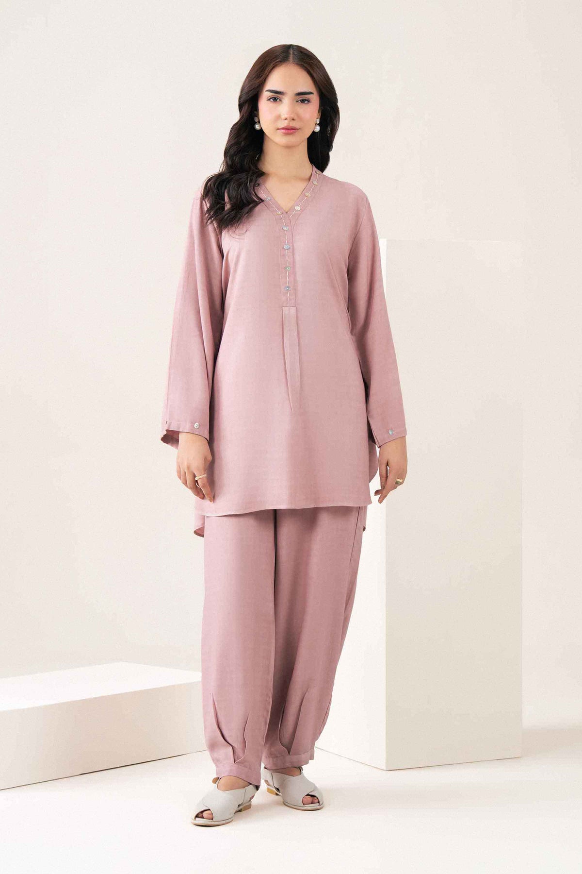 Nishat UK - Pink Solids Linen 2 Pieces ready to wear Dress