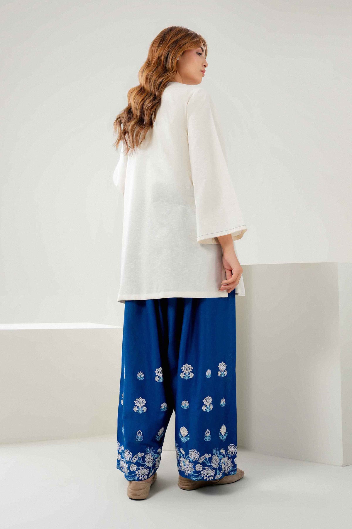 Nishat UK - Off White Embroidered Karandi 2 Pieces ready to wear Dress