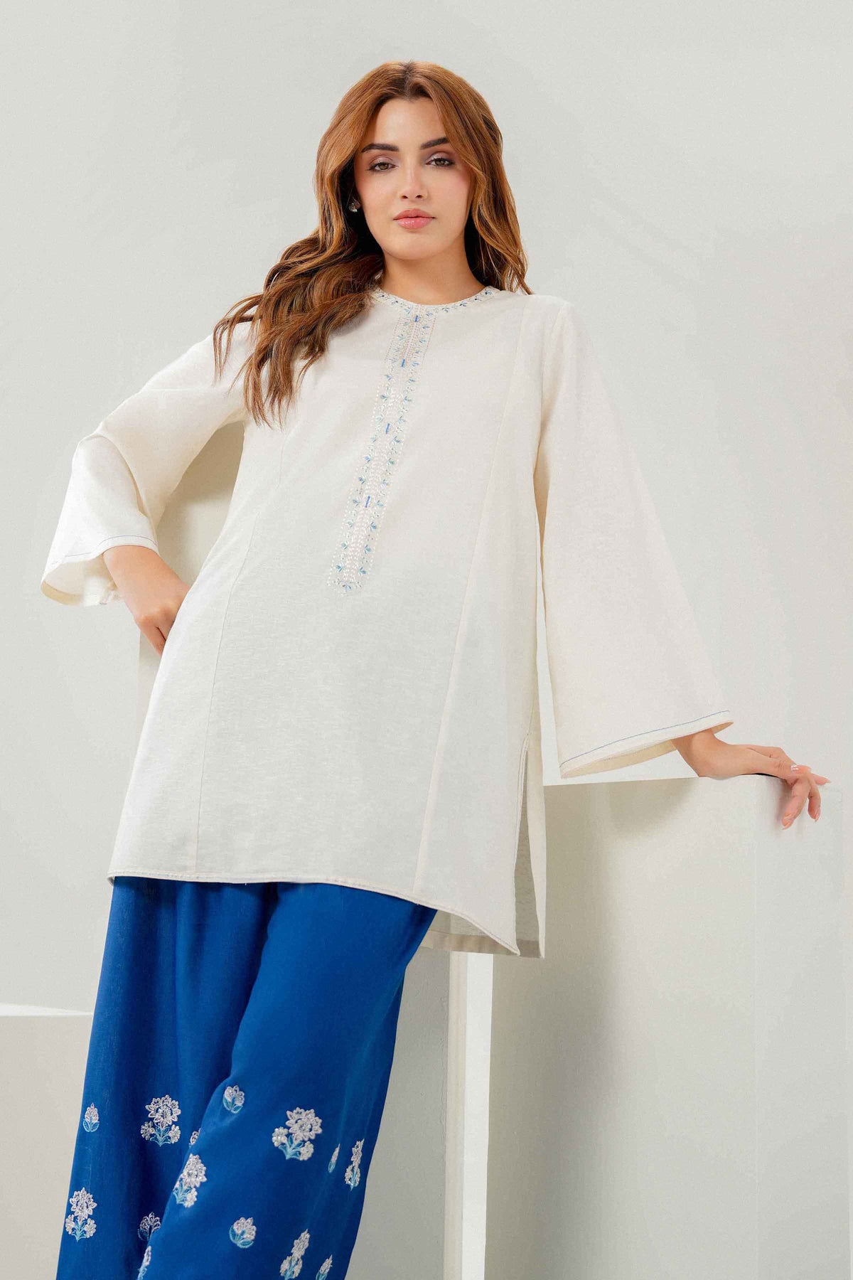 Nishat UK - Off White Embroidered Karandi 2 Pieces ready to wear Dress