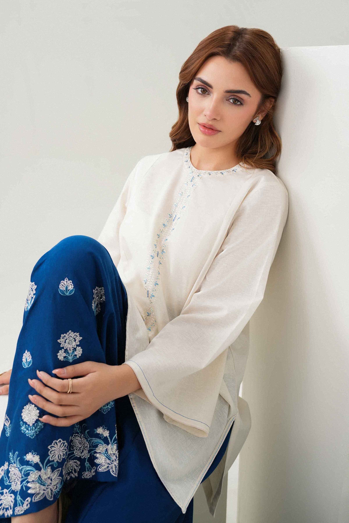Nishat UK - Off White Embroidered Karandi 2 Pieces ready to wear Dress