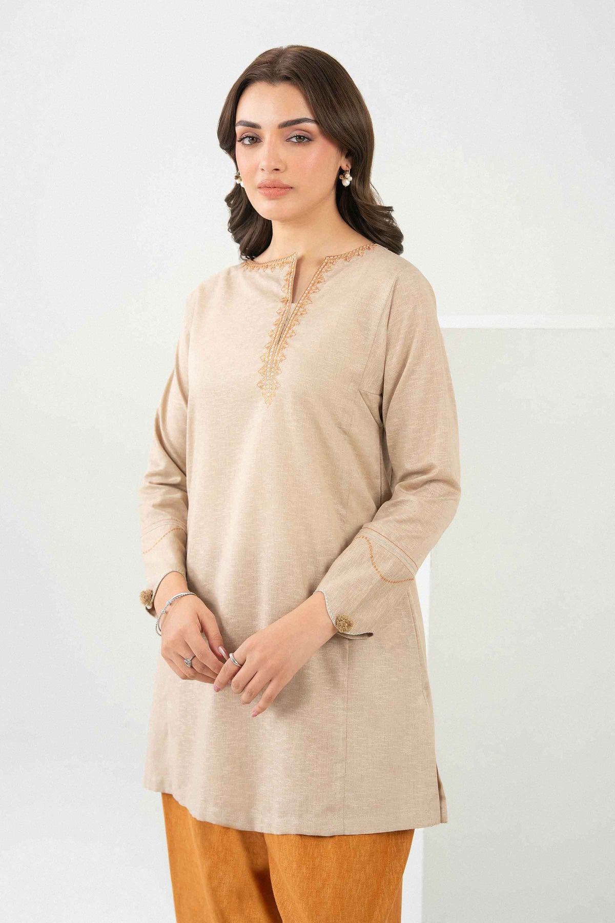 Nishat UK - Beige Embroidered Karandi 2 Pieces ready to wear Dress