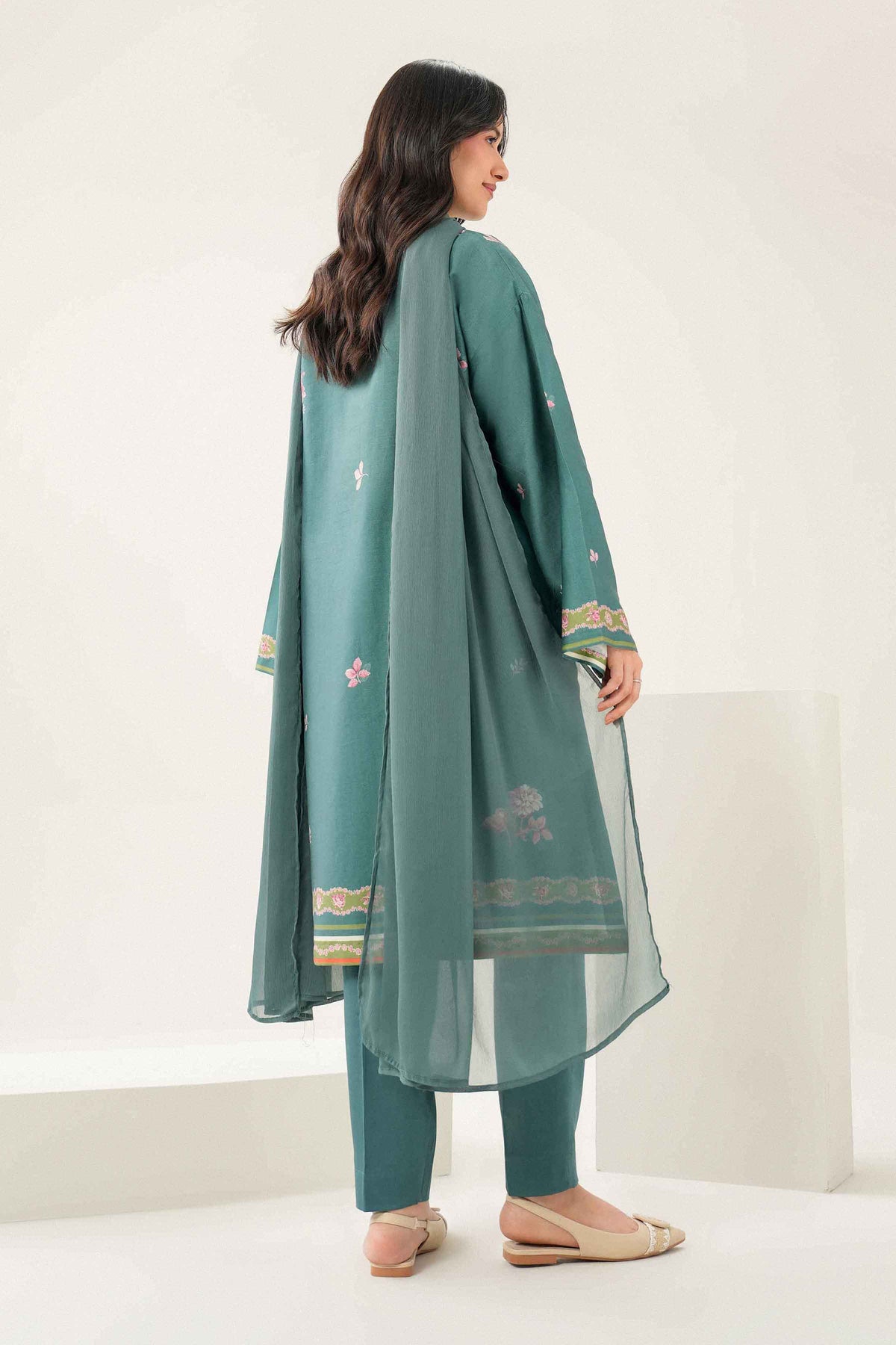 Nishat UK - Blue Printed Satin 3 Pieces ready to wear 