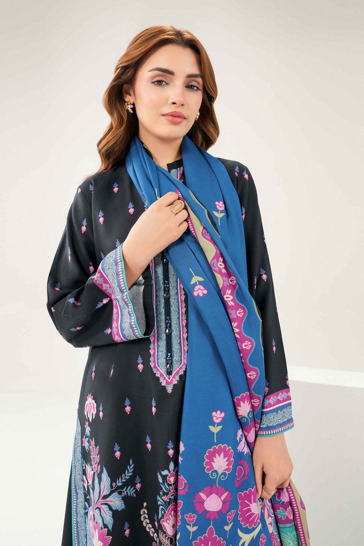 Nishat UK - Black Printed Linen 3 Pieces ready to wear Suit