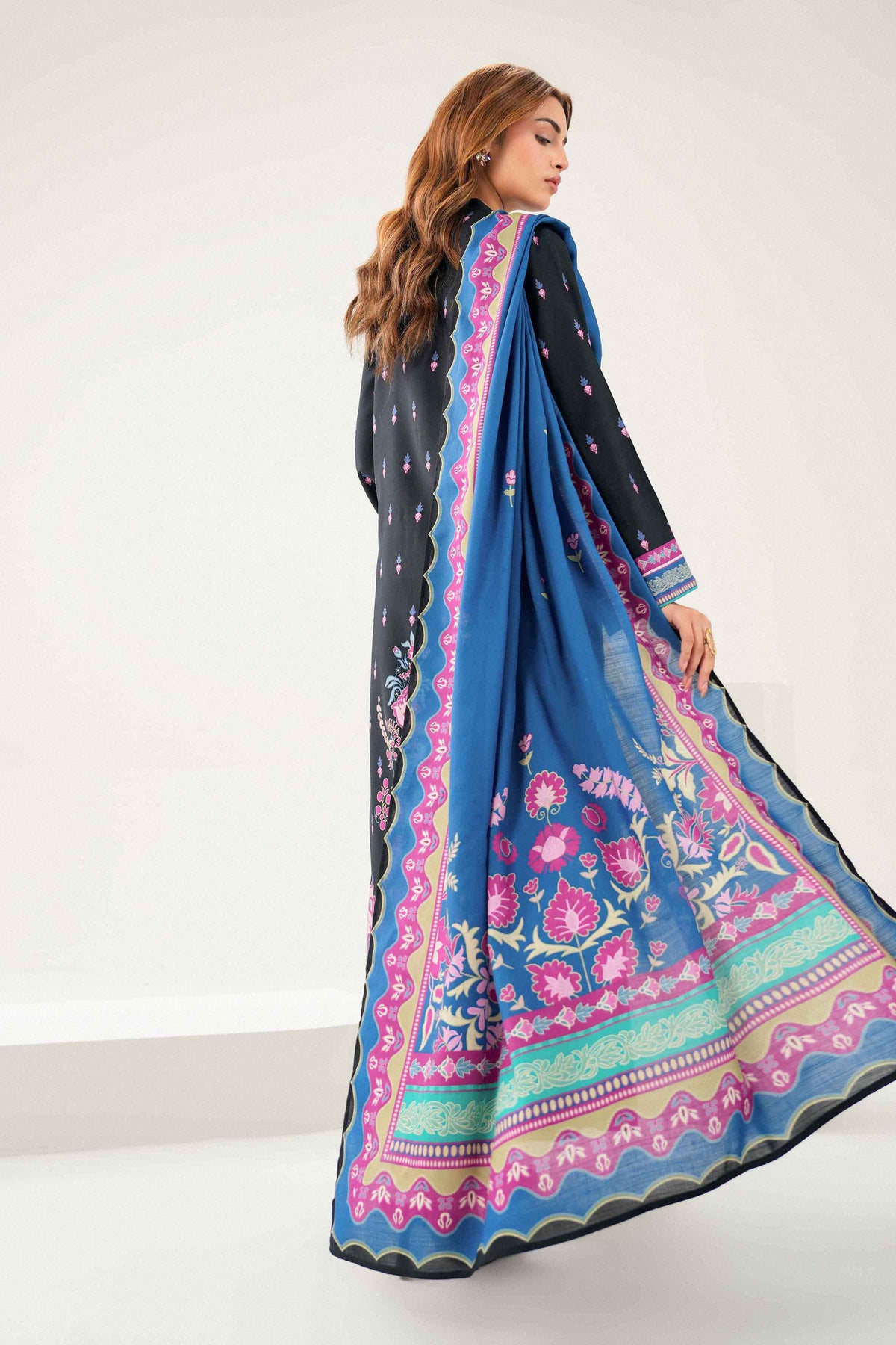 Nishat UK - Black Printed Linen 3 Pieces ready to wear Suit