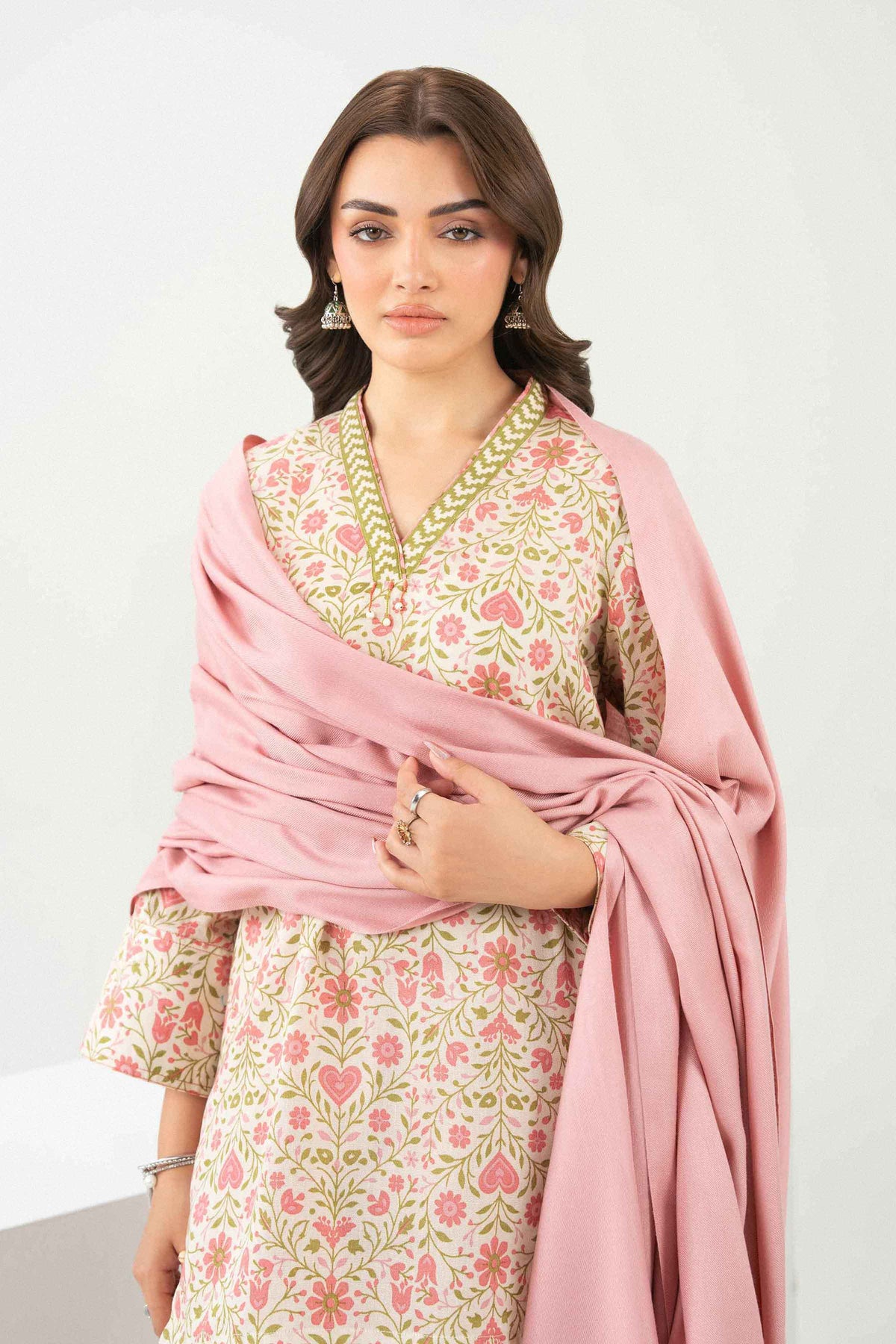Nishat UK - White Printed Khaddar 3 Pieces ready to wear Suit