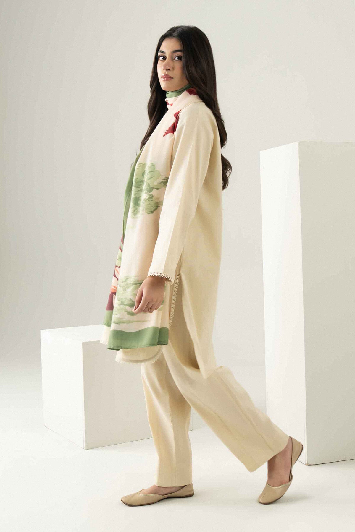 Nishat UK - Off White Printed Khaddar 3 Pieces ready to wear 