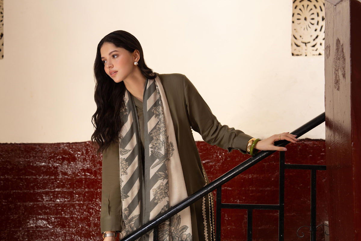 Nishat UK - Green Printed Khaddar 3 Pieces ready to wear 