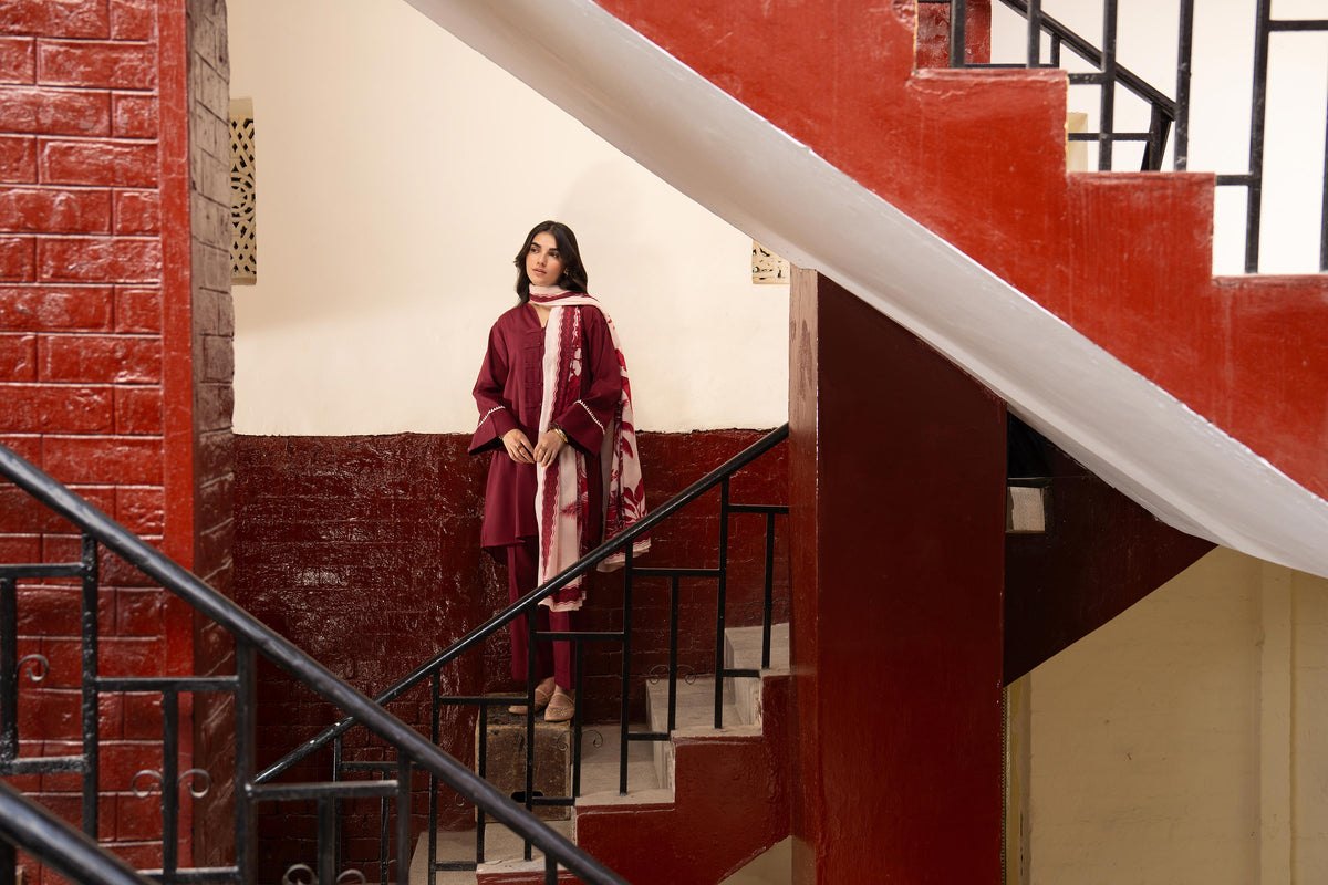 Nishat UK - Red Printed Khaddar 3 Pieces ready to wear
