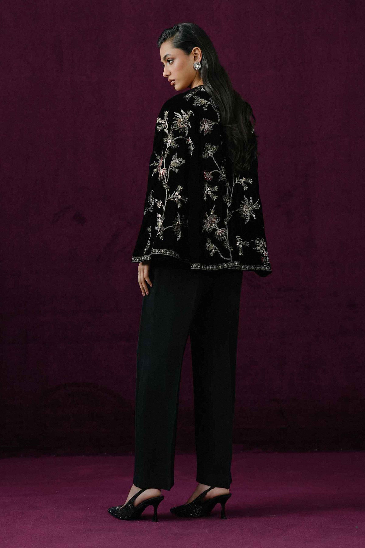 Nishat UK - Black Embroidered Velvet 2 Pieces ready to wear Dress
