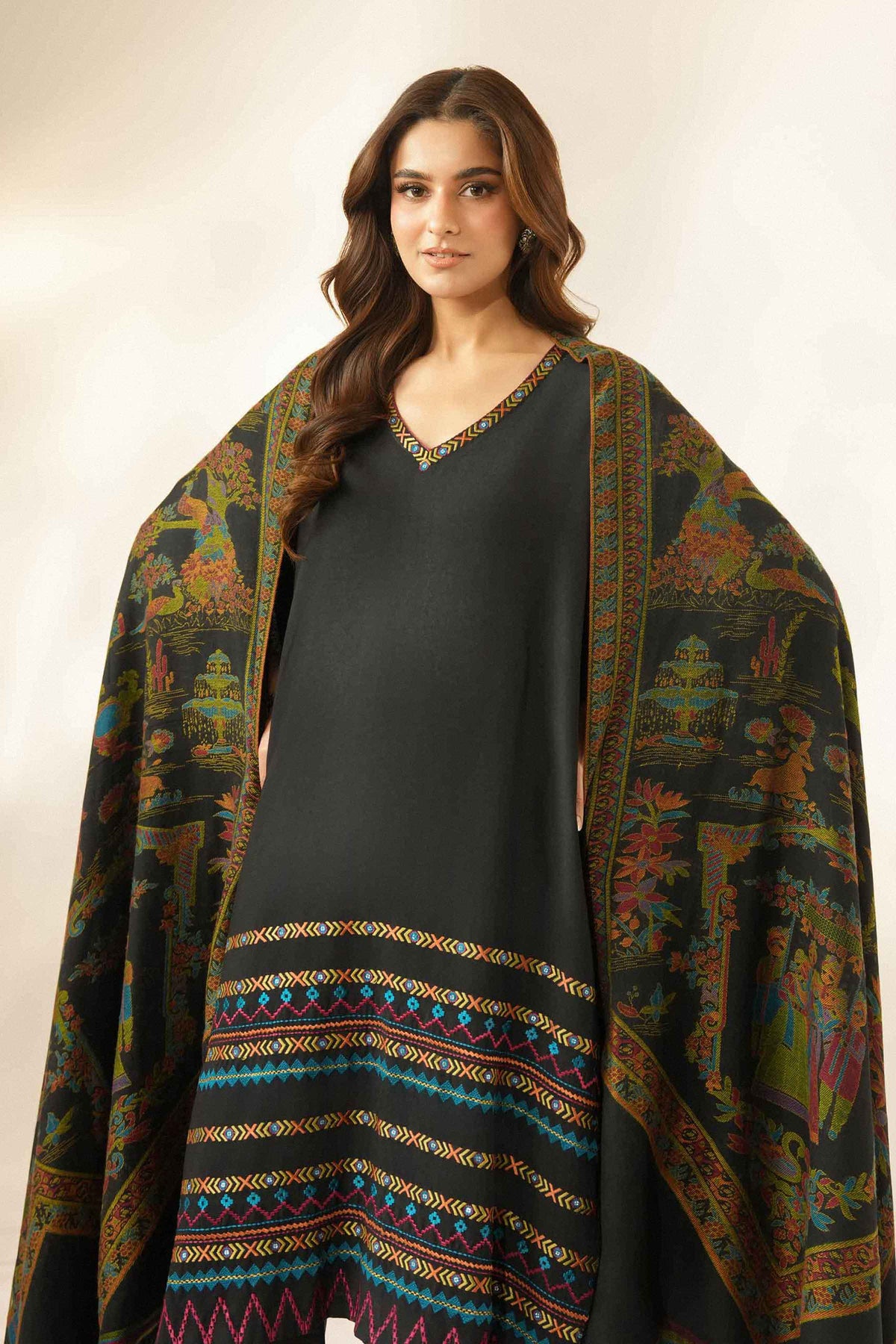 Nishat UK - Black Embroidered Jacquard 3 Pieces ready to wear Suit
