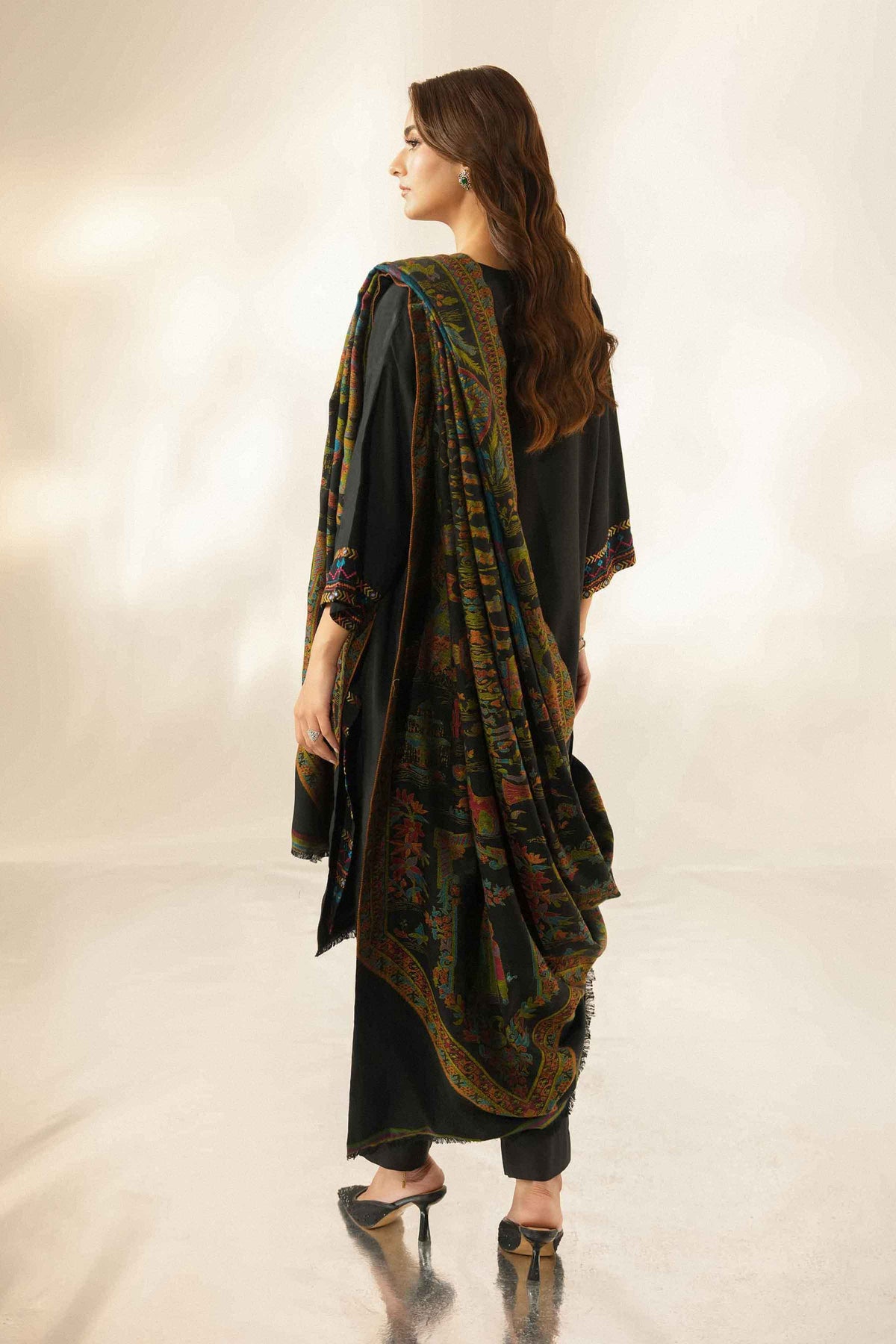 Nishat UK - Black Embroidered Jacquard 3 Pieces ready to wear Suit