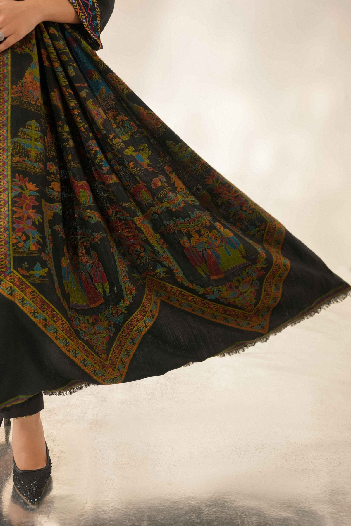 Nishat UK - Black Embroidered Jacquard 3 Pieces ready to wear Suit