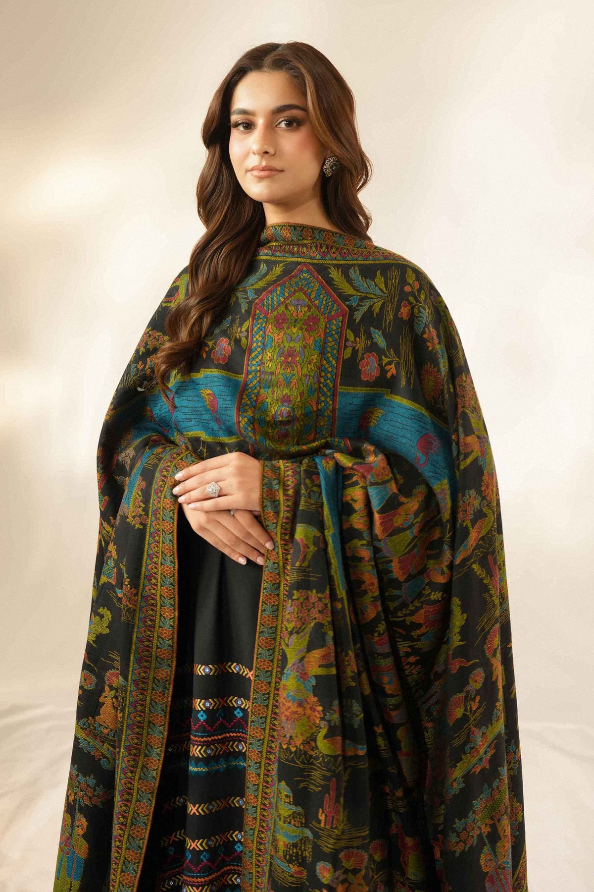 Nishat UK - Black Embroidered Jacquard 3 Pieces ready to wear Suit