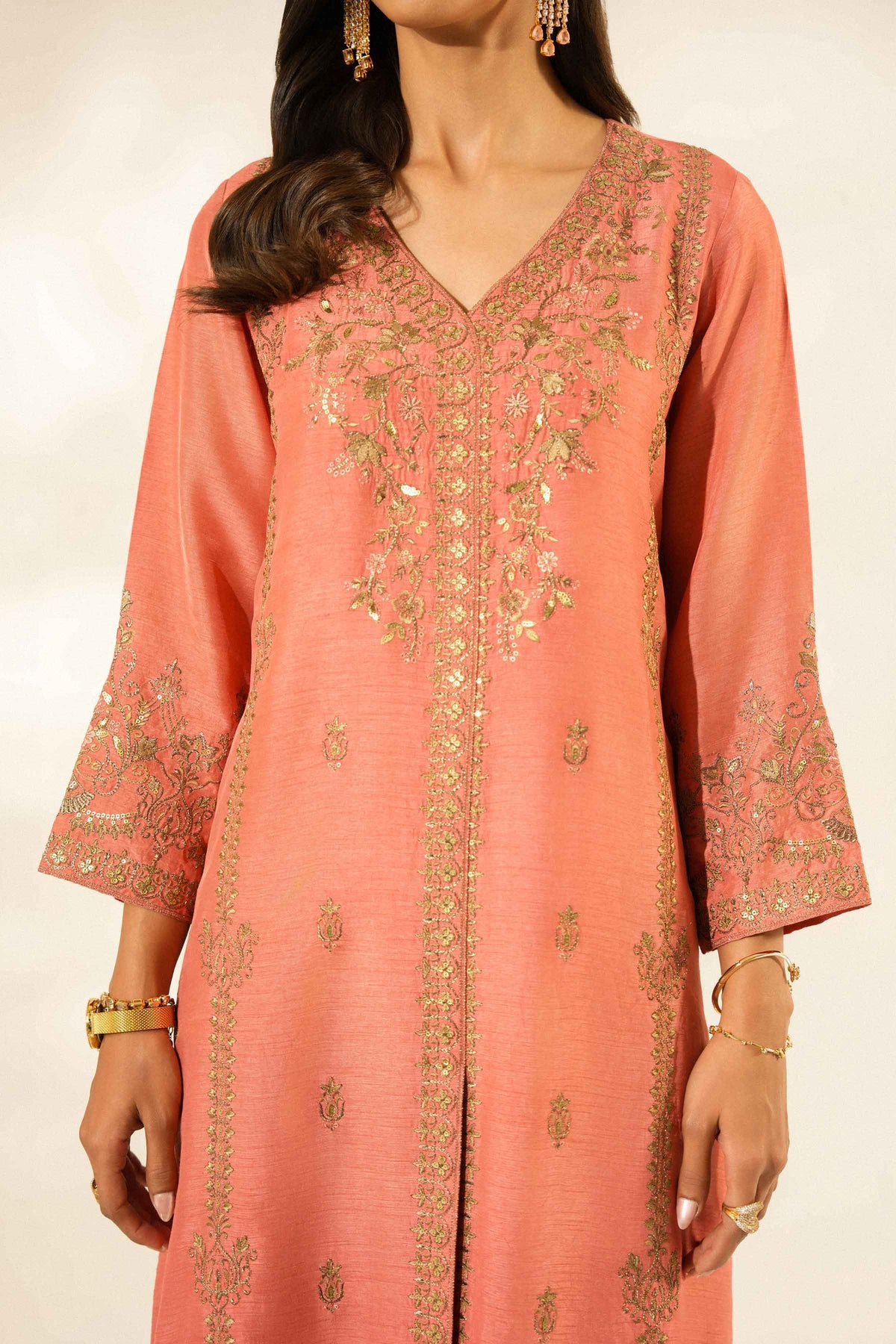 Nishat UK - Pink Embroidered Silk 3 Pieces ready to wear luxury Suit