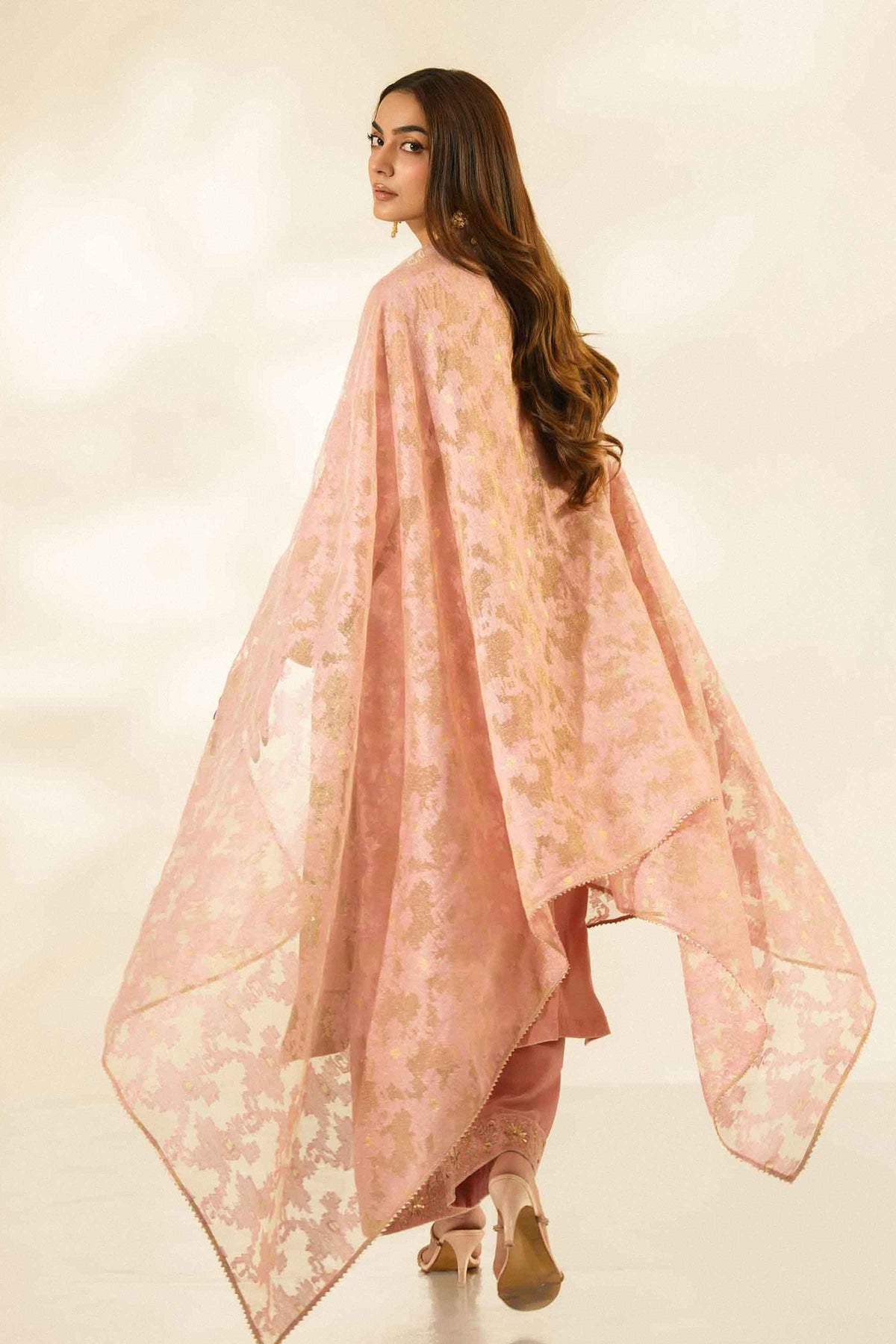 Nishat UK - Pink Embroidered Velvet 3 Pieces ready to wear Suit